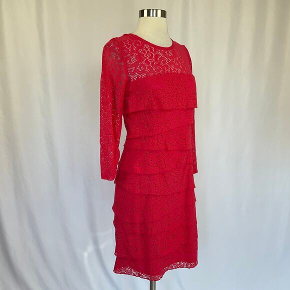 Laundry by Shelli Segal Women's Dress Size 6 Pink Lace Long Sleeve Sheath - Picture 2 of 11
